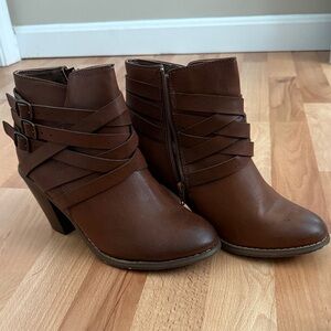 Elegant Brown Ankle Booties with Strap Detail